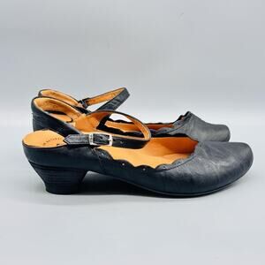 Think Shoes Women 9 Black Leather Mary Jane Pump Buckle Low Heel Comfort Walking